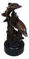 Gay Dolphins Swimming By Ocean Coral Reef Electroplated Bronze Resin Figurine