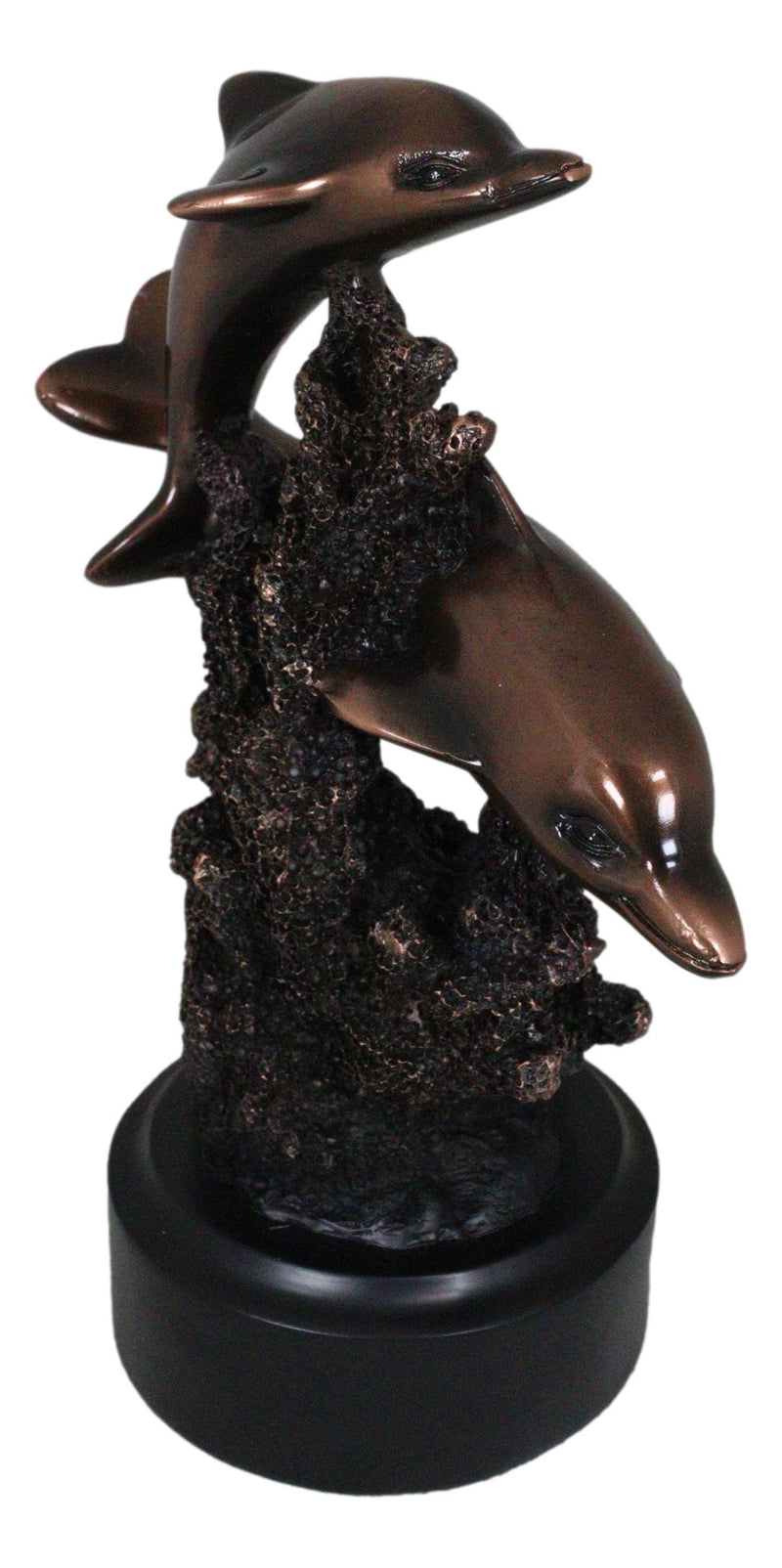 Gay Dolphins Swimming By Ocean Coral Reef Electroplated Bronze Resin Figurine