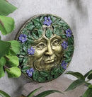Ebros Bronzed Blooming Foliage Spring Celtic Greenman Wall Decor Periwinkle Flowers