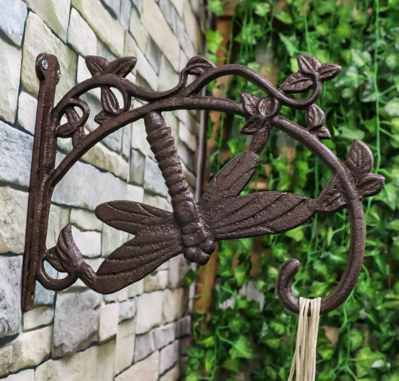 cast iron plant hanger wall bracket Whimsical Floral Vines Auspicious Dragonfly Plant Holder Wall Bracket – Ebros Gift