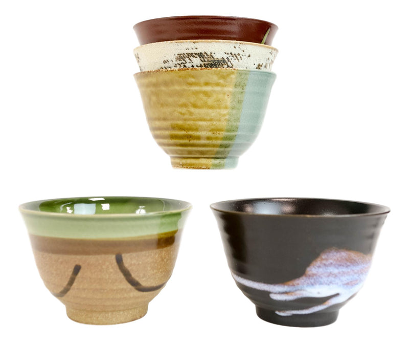 Pack Of 5 Made In Japan Colorful Gradient Art Kiln Natural Glazed Ceramic Bowls