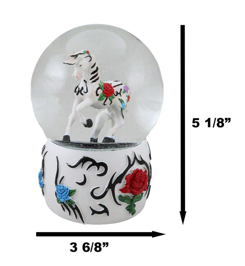 Trail Of Painted Ponies Western Garden Tribal Rose Horse Glitter Water Globe