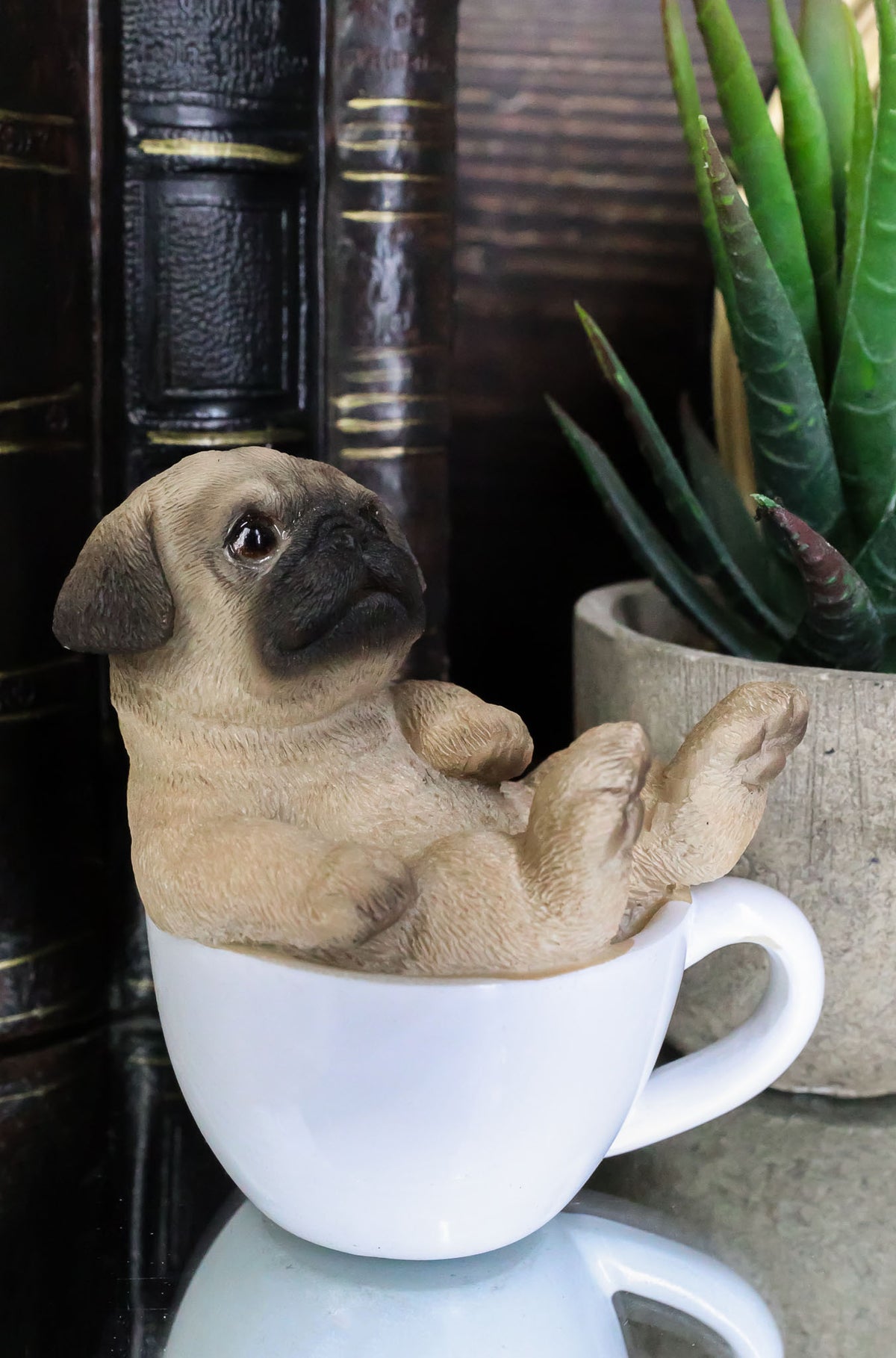 Ebros Realistic Mini Adorable Pug Dog Teacup Statue 3"H Pet Pal Dog Breed Figurine