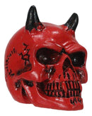 Hell Bent Pit Lord Horned Crimson Blood Red Demon Vampire Mini Skull Figurine