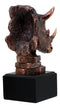 Black African Rhinoceros Bust Statue 7.5"H Rhino Monolith Bronze Electroplated