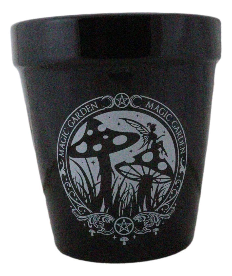 Magic Garden Fairy Mushrooms Triple Moon Wicca Witch Flower Herbs Planter Pot