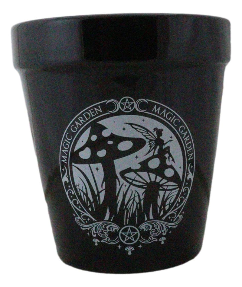 magic pot plant pot Magic Garden Fairy Mushrooms Triple Moon Wicca Witch Flower Herbs Plan– Ebros Gift