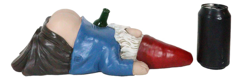 Mr Gnome Passed Out Drunk Bottom's Up Bare Buttocks Holding Booze Figurine