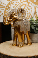 Ebros Feng Shui Royal Gold Ornate Design With Crystals And Glitters Elephant Statue