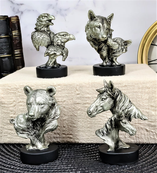 Ebros Wolf Pup Eagle Eaglet Black Bear Cub Horse Foal Busts Mini Figurines