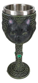 Ebros Wicca Mystical Witching Hour Black Cat Wine Goblet 7oz Cats Celtic Chalice Cup