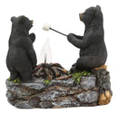 Ebros Whimsical Rustic Forest Black Bears Father and Son Making Marshmallow Smores by Bonfire Campfire Night Light Small Statue Woodland Cabin Lodge Decor Bear Figurine As Decorative Home Accent