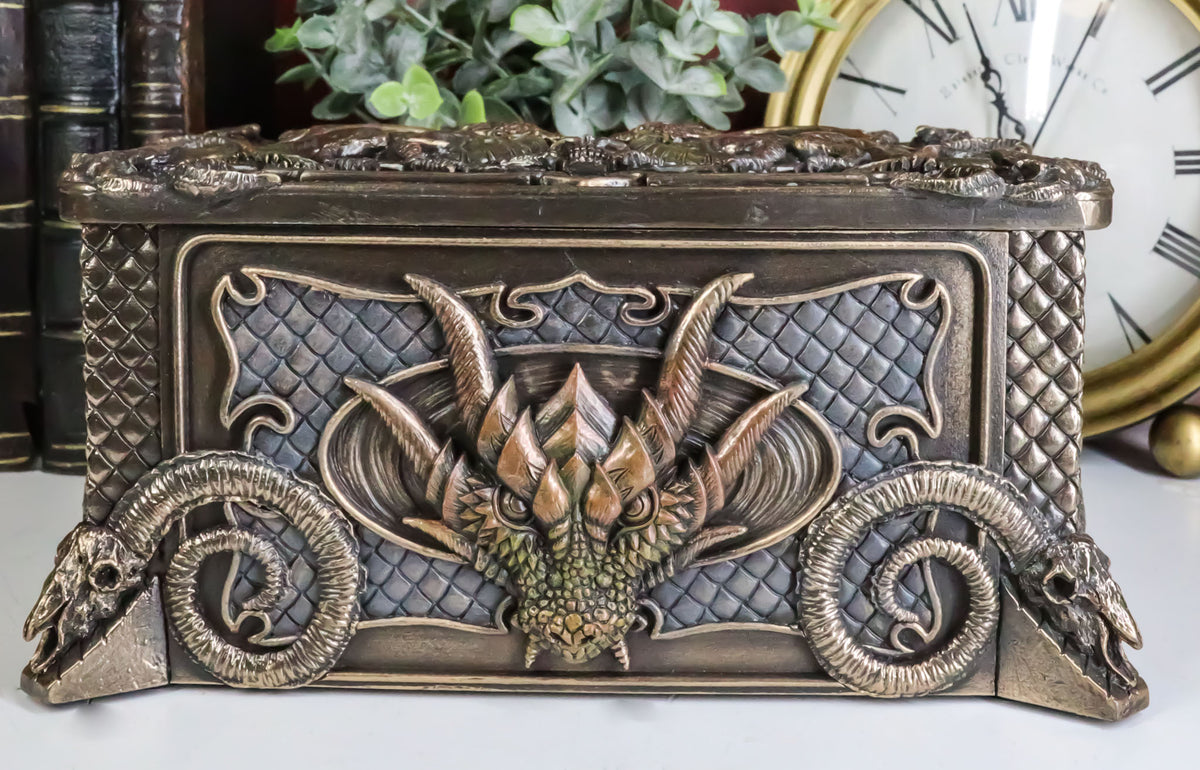 Fantasy Guardian Dragons Baphomet Horned Goat And Skulls Decorative Jewelry Box