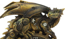 Chronos Resting Steampunk Cyborg Dragon Table Clock Statue Painted Gearwork Art