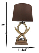 Western Rustic Vintage 2 Entwined Stag Deer Antlers Sculptural Table Lamp Decor