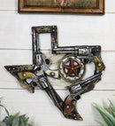 Rustic Western Lone Star Texas State Map Triple Cowboy Revolver Guns Wall Decor