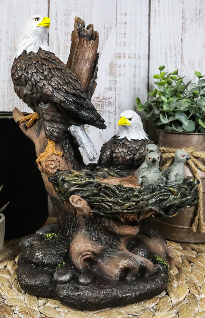 Ebros Wildlife Habitat Bald Eagle Family In Nest Statue 12"H Eagle Mate With Nestlings