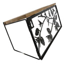 Western Rustic Forest Woodlands Pinecones Metal Cutout Wall Hanging Wood Shelf