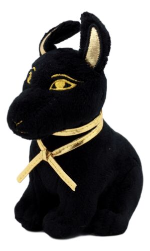 Ebros Small Black & Gold Egyptian Anubis Dog Plush Toy Soft Doll God of Afterlife Jackal Collectible 6" H - Ebros Gift