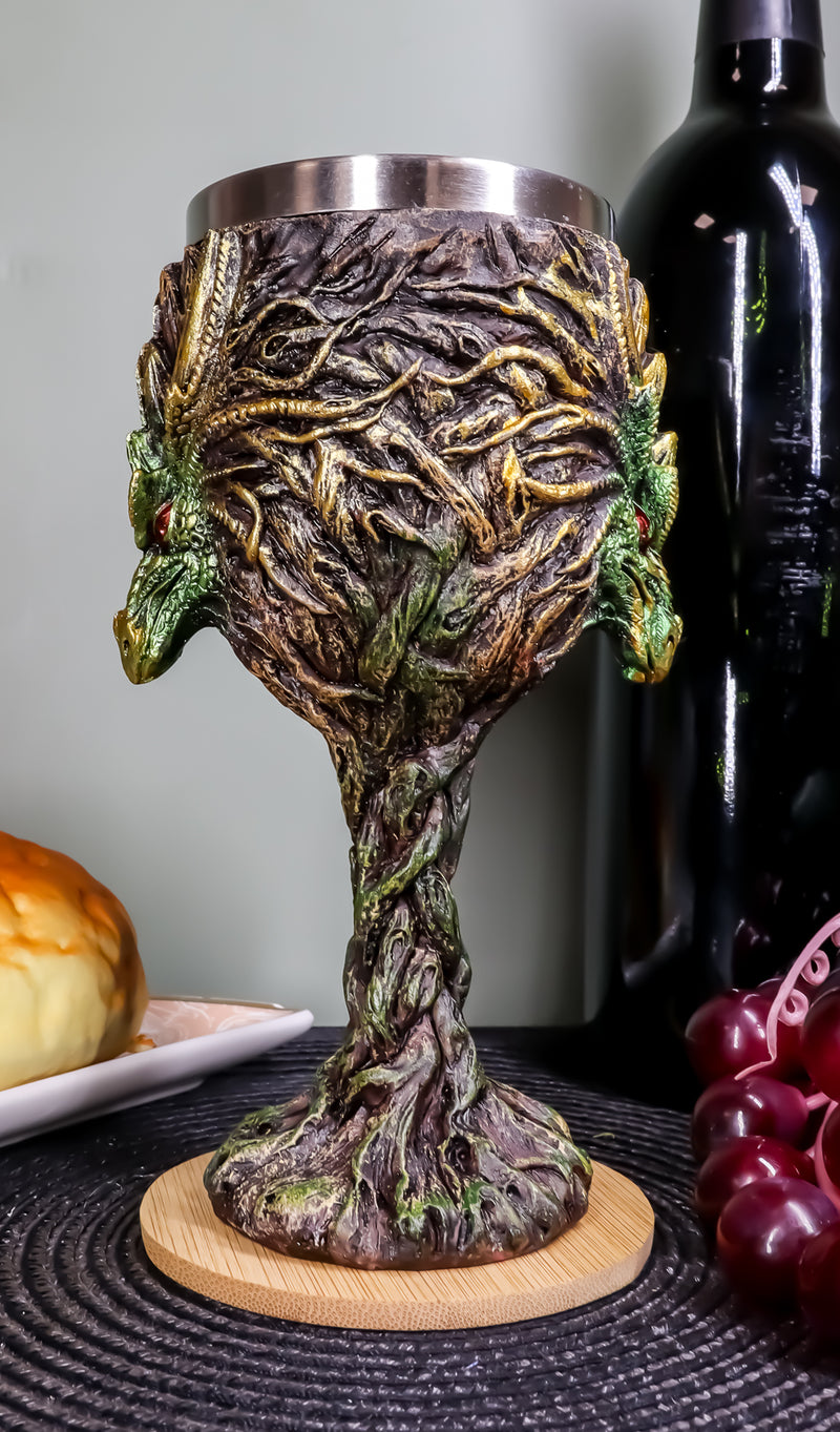 Ebros Dryad Greenman Earth Dragon 5oz Wine Goblet Chalice Cup Fantasy Decor