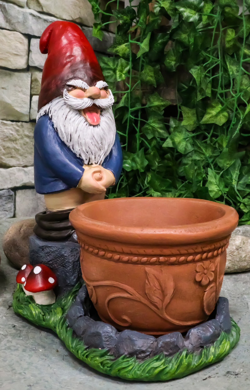 Whimsical Garden Naughty Gnome Pants Butt Down Peeing Planter Vase Pot Statue