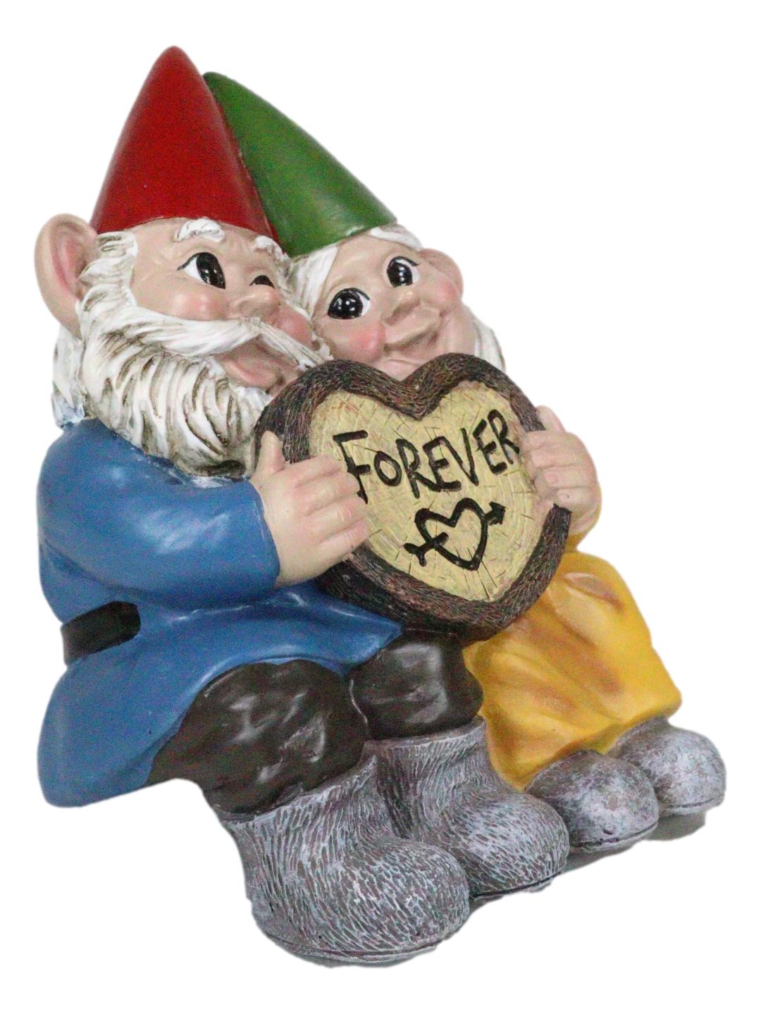 Adorable Mr And Mrs Gnome Couple With Heart Sign Forever Lovestruck Shelf Sitter