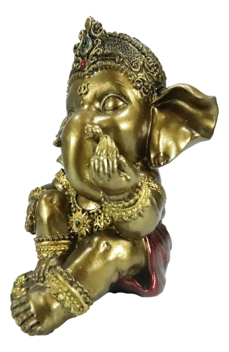 Vastu Hindu Elephant God Baby Ganesha Ganapati With Fire Ember In Hand Figurine