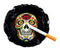 Ebros Gift Black Day of The Dead Sugar Skull Cigarette Ashtray Resin Figurine 5"Diameter