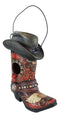 Pack Of 2 Western Red And Black Floral Cowboy Boots Birdhouse Bird Feeder Hanger