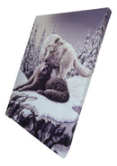 Frozen Tundra Wildlife Snow Kisses Wolf Couple Wood Framed Canvas Wall Decor