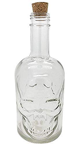 Ebros 30oz Skeleton Skull Liquor Glass Decanter Bottle With 2 Skulls Acrylic Shooters
