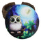 Wide Eyed Owl Perching On Tree Branch by Full Moon Starry Night Coaster Set