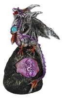 Ebros Lavender Dragon with LED Light On Lava Mountain 8.5 Inches Tall Fantasy