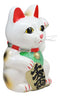 Japanese Lucky Charm White Beckoning Cat Maneki Neko Money Bank 8.5"H