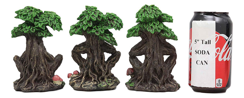 Wiccan Forest Spirit Deity See Hear Speak No Evil Greenman Tree Ents Statue Set