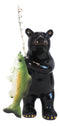 Western Rustic Black Bear Fishing Largemouth Bass Figurine Decorative Bears