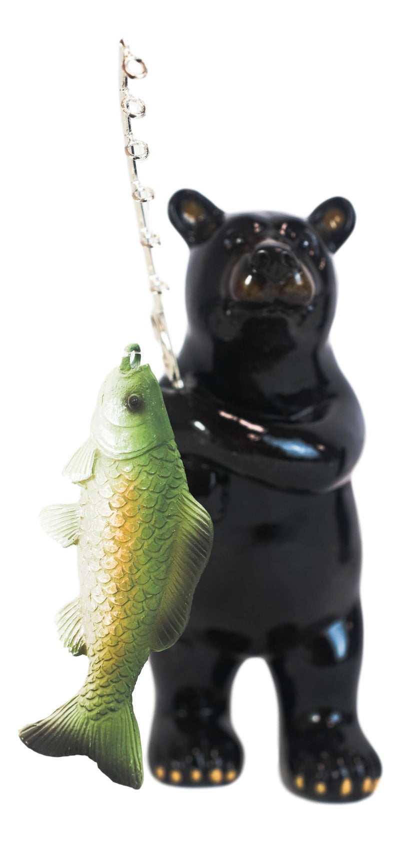 black bear fishing pole Western Rustic Black Bear Fishing Largemouth Bass Figurine Decorative – Ebros Gift