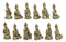 Golden Miniature Meditating Buddha Amitabha Many Mudra Poses Figurine Set of 12