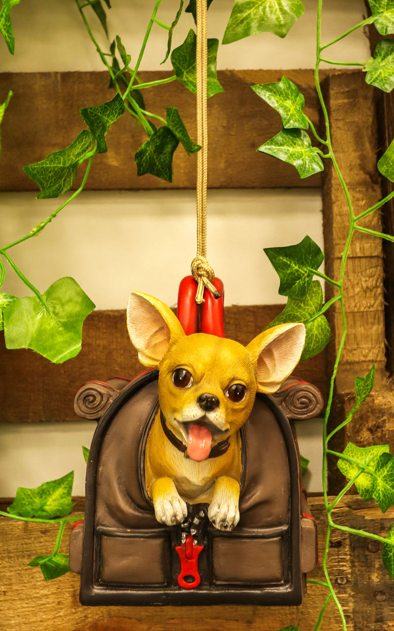 Ebros Gift Cute Teacup Chihuahua In Dog Purse Bird Feeder With Hanging Ropes Decor Figurine