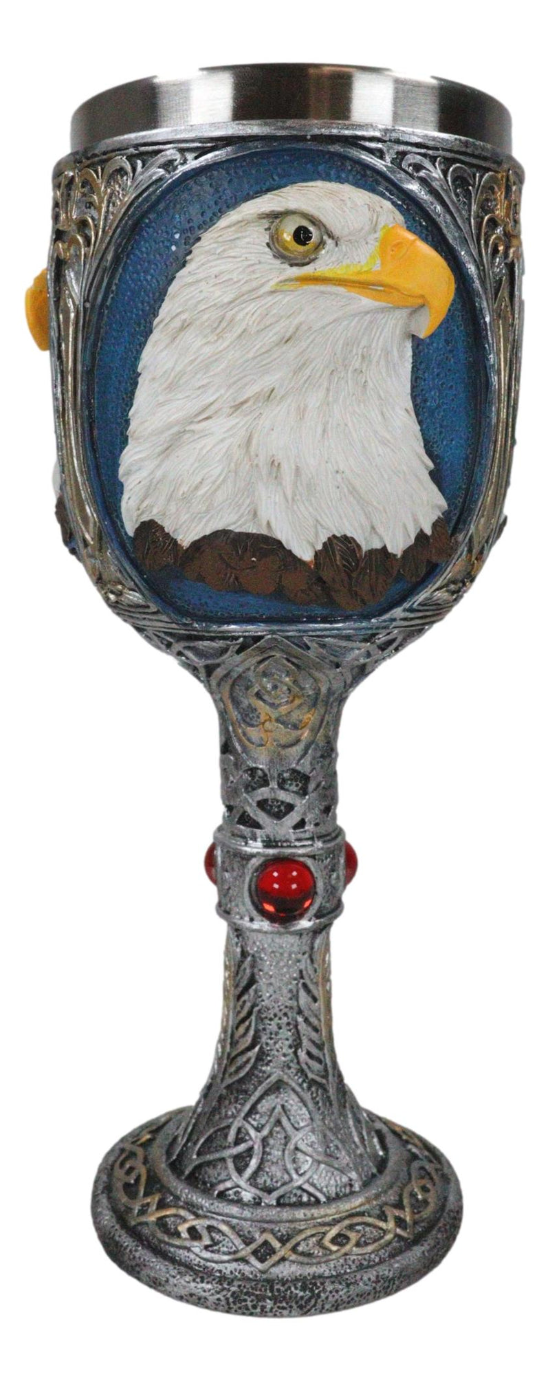 Patriotic Wildlife Majestic American Bald Eagle Celtic Knot Wine Goblet Chalice