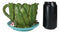 Fairy Garden Leaf Foliage Teacup House With Purple Door Floral Planter Vase