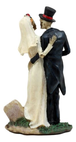 Day Of The Dead DOD Skeleton Bride & Groom With Rose Flower Bouquet Figurine