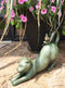 Crouching Cat With Bird Aluminum Garden Statue Figurine Home Decor 14" Length