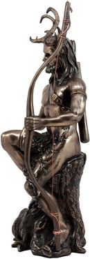 Celtic Pagan God Herne The Hunter Statue 11"Tall In Bronze Patina The Horned God