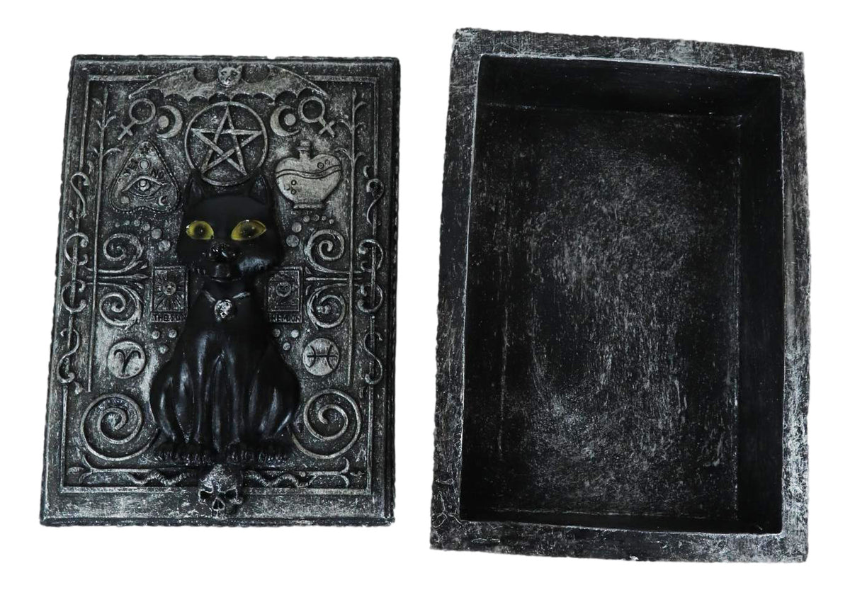Fortune Telling Triple Moon Black Cat Wicca Tarot Cards Decorative Box Figurine