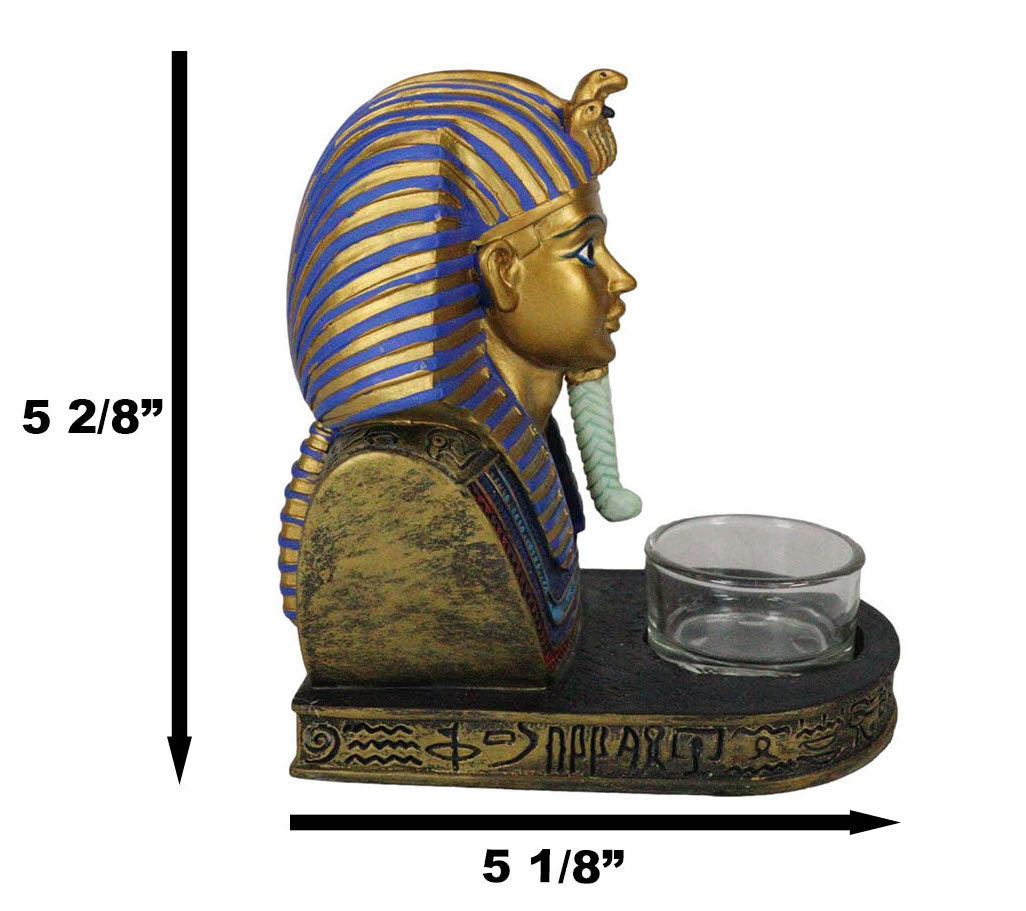 Ancient Egyptian King Ruler Pharaoh Tutankhamun Votive Candle Holder Statue - Ebros Gift