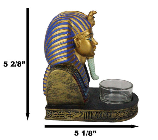 Ancient Egyptian King Ruler Pharaoh Tutankhamun Votive Candle Holder Statue - Ebros Gift
