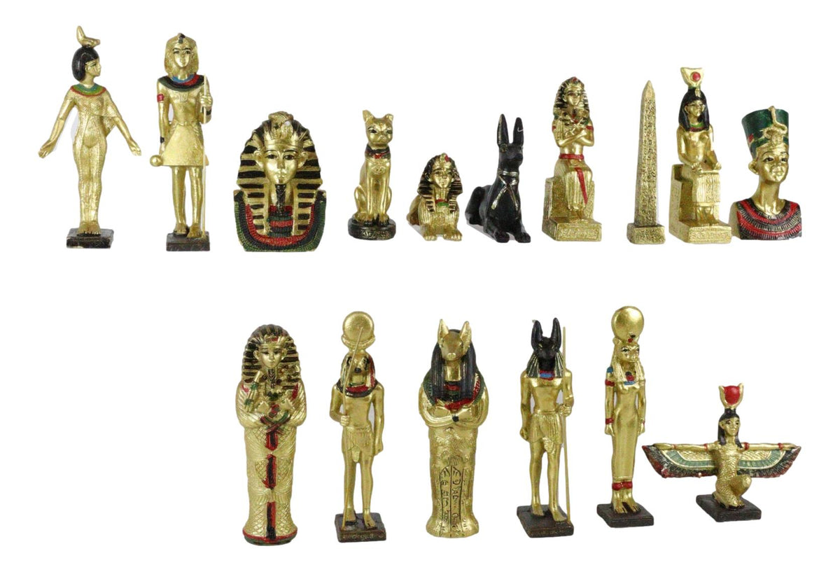 Ebros Miniature Egyptian Obelisk Gods Goddesses Pharaoh And Royalty Figurine Set of 16 - Ebros Gift