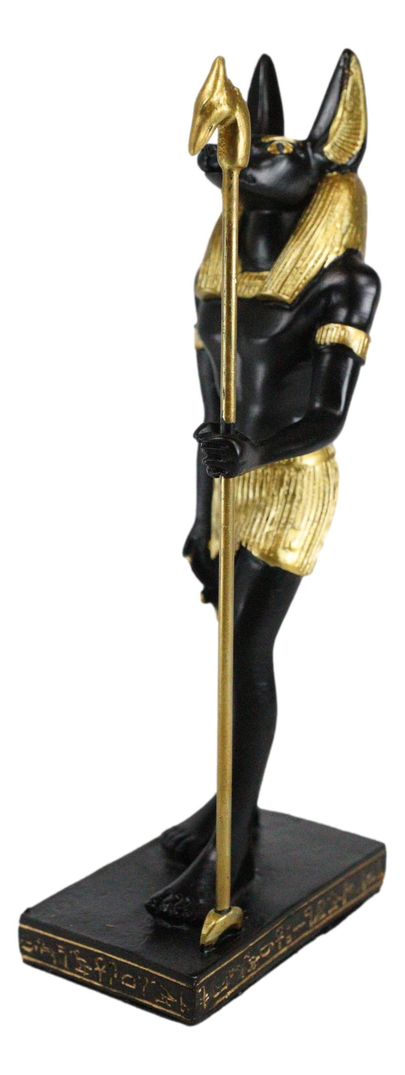 Egyptian Standing Anubis Holding Staff Statue God of Afterlife Mummification