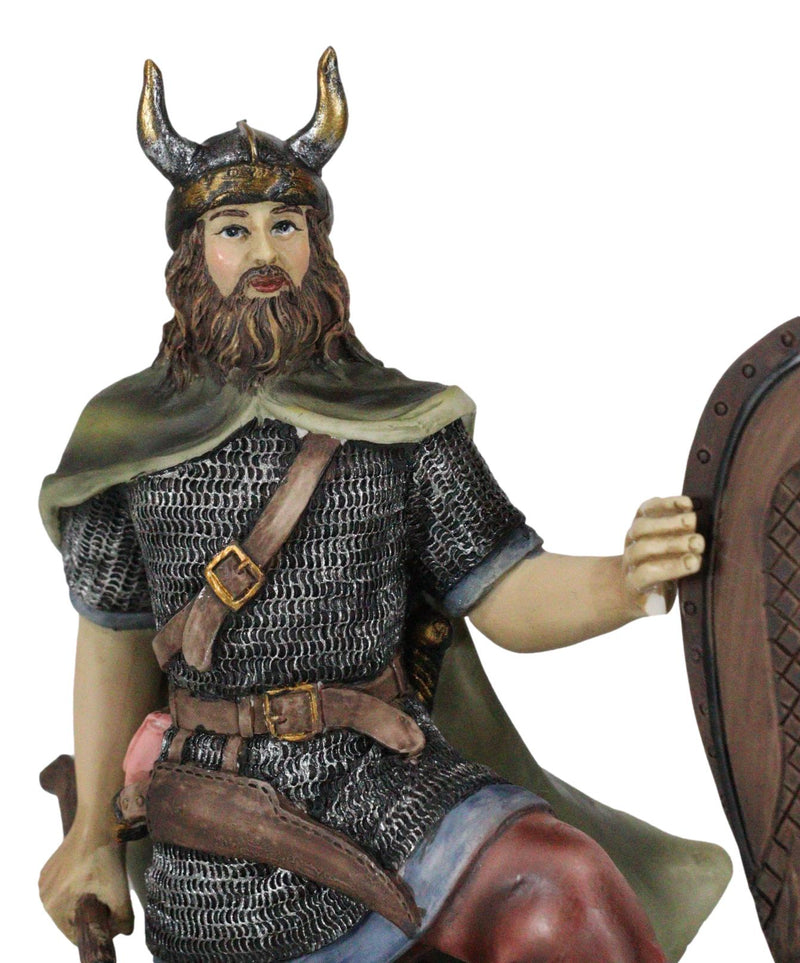 Ebros Nordic Viking Warrior on Viking Ship Collection Figurine 8 Inches Tall